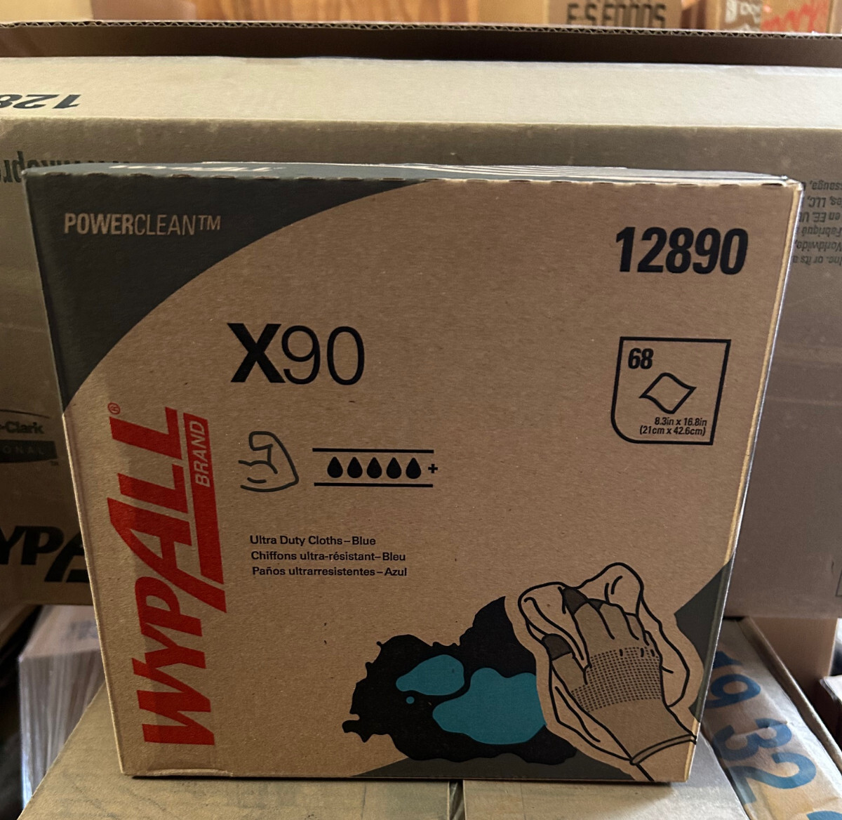 5x 68 wipes per box WypAll 12890 X90 Ultra Duty Cleaning Cloths BLUE 340 Total