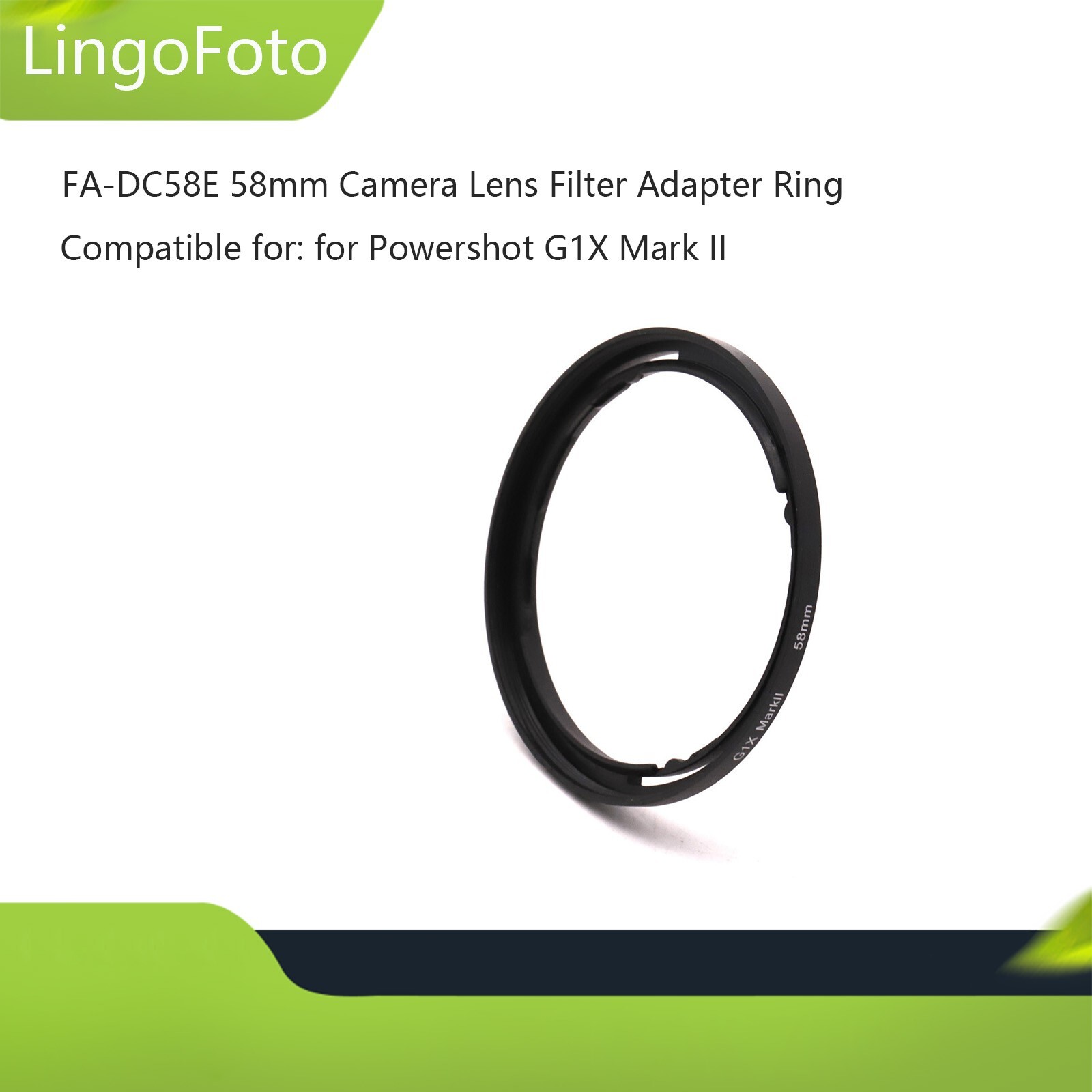 FA-DC58E 58mm Camera Lens Filter Adapter Ring for Powershot G1X Mark II