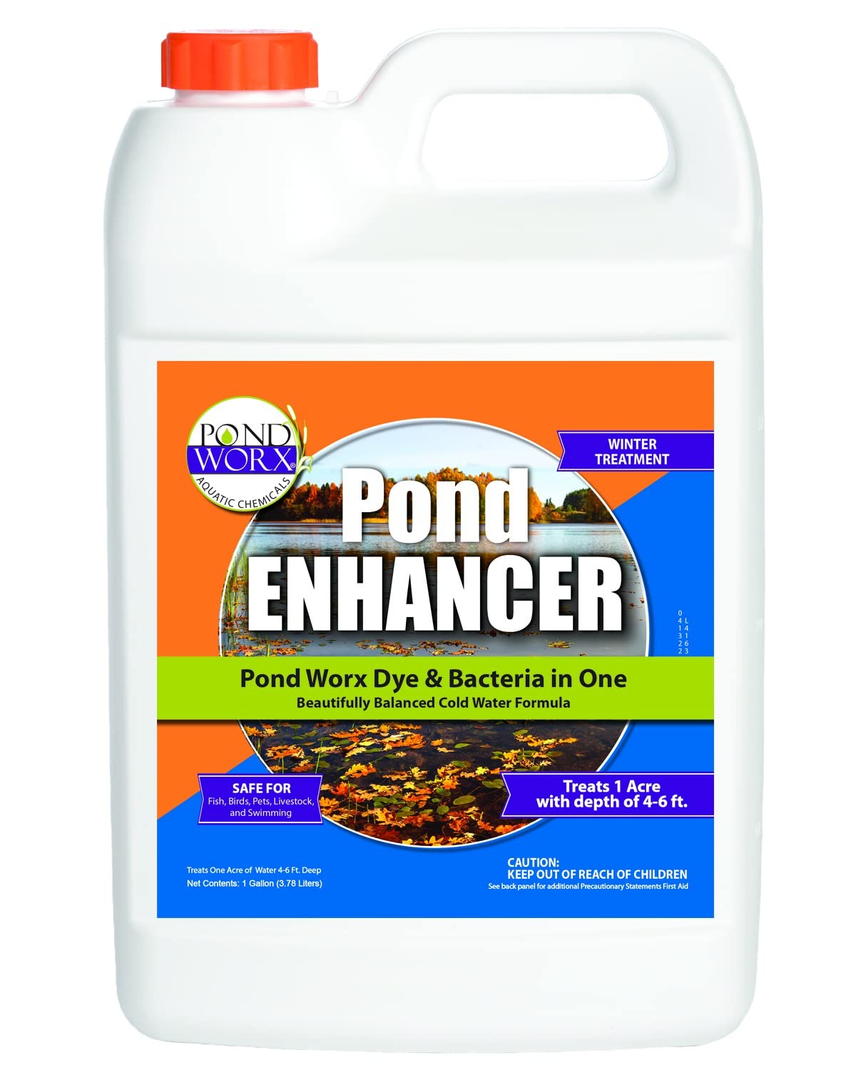 Pond Enhancer Gallon - Pondworx Concentrated Blue Dye with Pondworx Bacteria,...