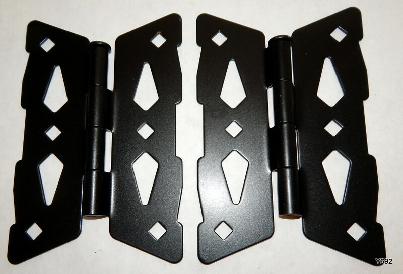 2 QTY Black Steel 7-1/4" OAL Barn Door Hinges 5-5/8" Centers