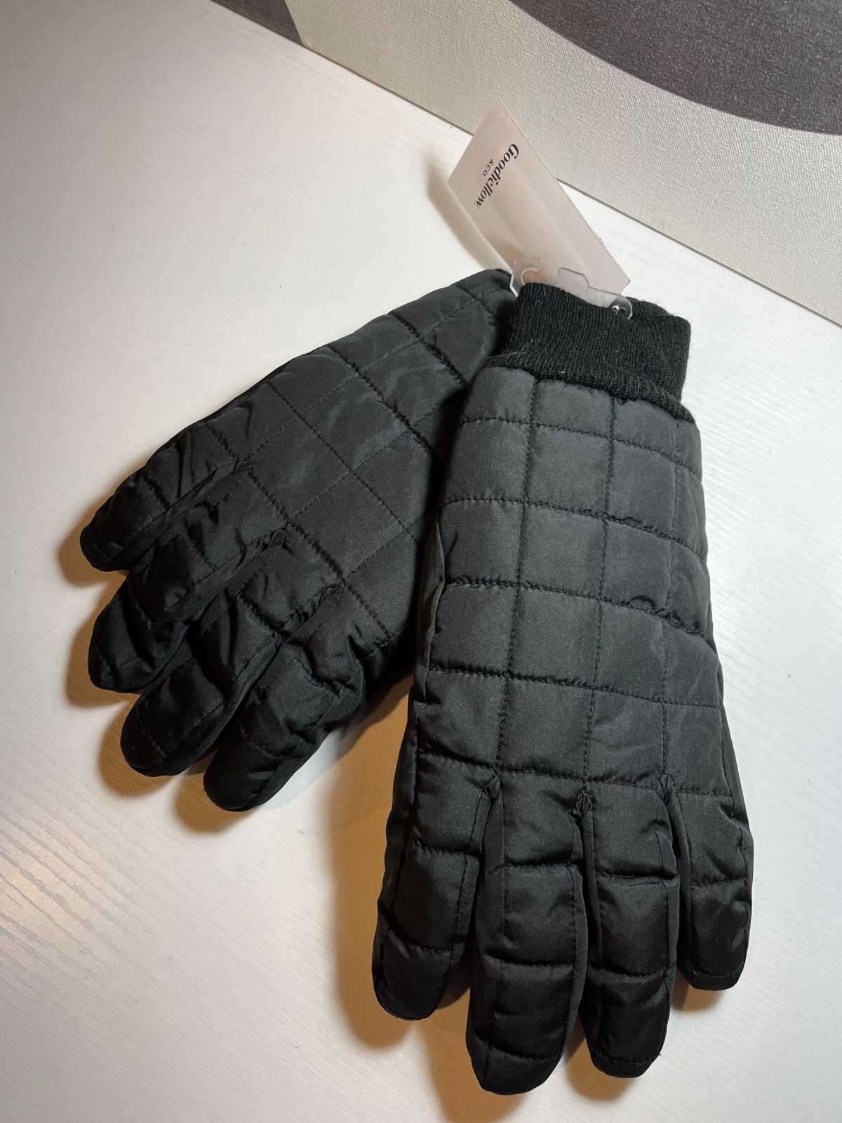 Goodfellow & Co Mens Quilted Ski Gloves, Black Size L/XL