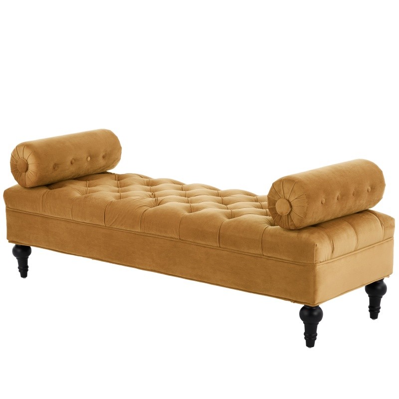 Modern Bedroom Bench End Bed Bench,Upholstered Bench with 2 Cozy Pillows Yellow