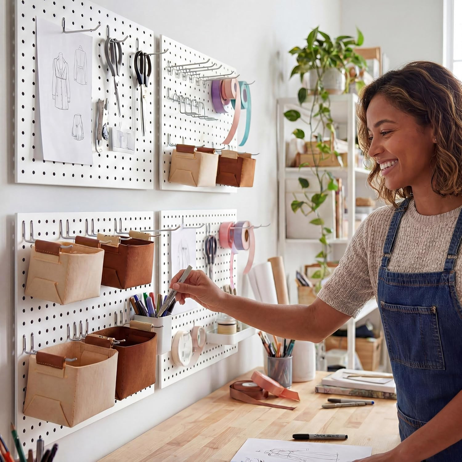 4 Pack Peg Board Organizer, Includes Metal PegBoard and Accessories | 16"x12"...