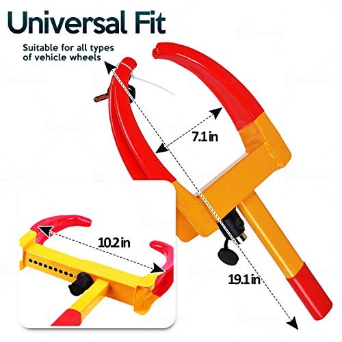 ZONETECH Wheel Lock Security Tire Clamp, 2 Pack - Red/Yellow