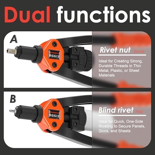 Dual-Function Rivet Nut Tool Rivet Gun Kit Including 405 pcs Rivet Nuts orange