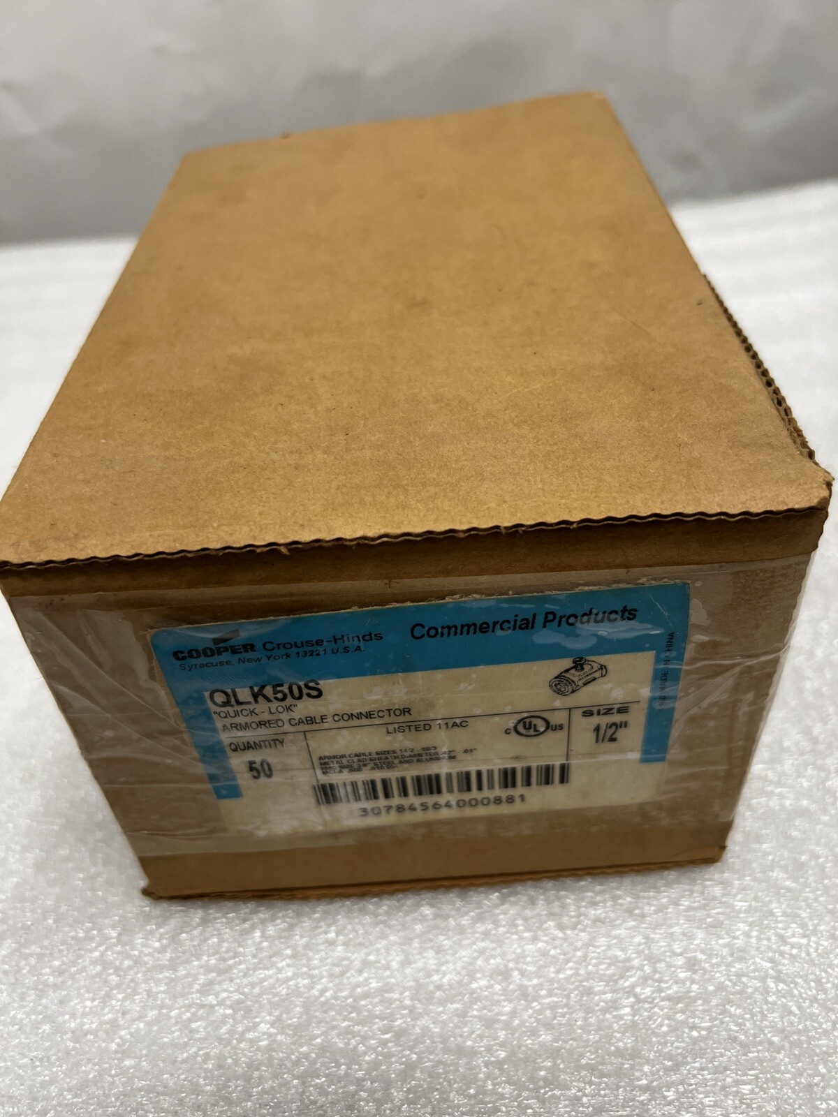 Eaton Cooper QLK50S Armored Quick-Lok QLK connector 1/2" Box of 50
