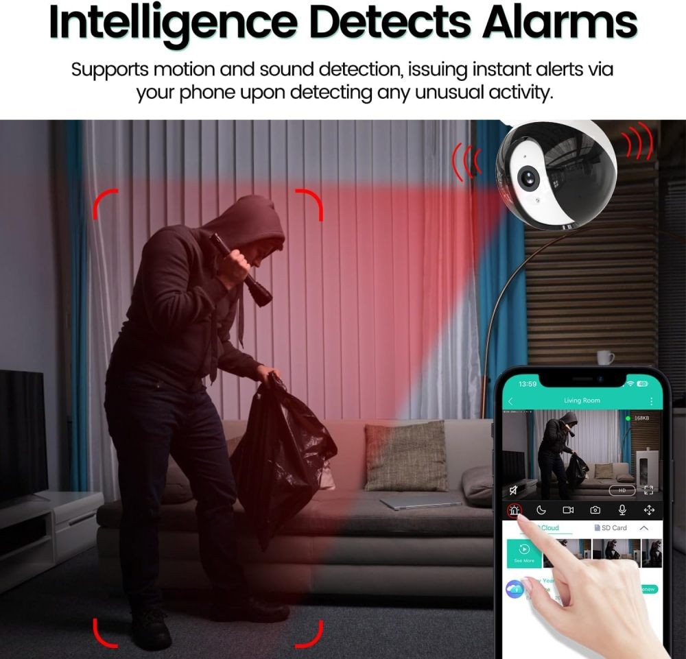 Security Indoor Camera,360° Pan Tilt 1080P Pet Camera with Motion Detection