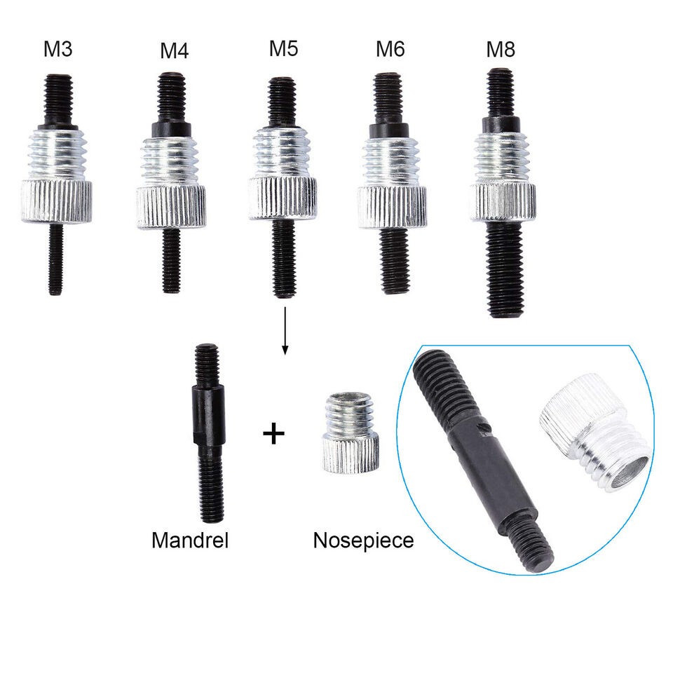 86pc Blind Rivet Nut Threaded Insert Rivet Gun Rivnut Nutsert Riveting Kit M3-M8