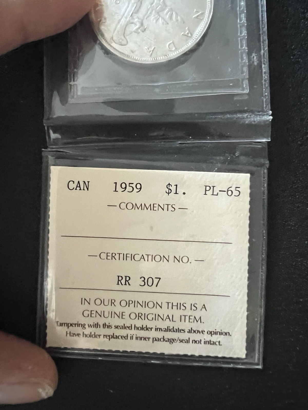 1959 Canada Queen Elizabeth II Silver Dollar, ICCS Certified PL65