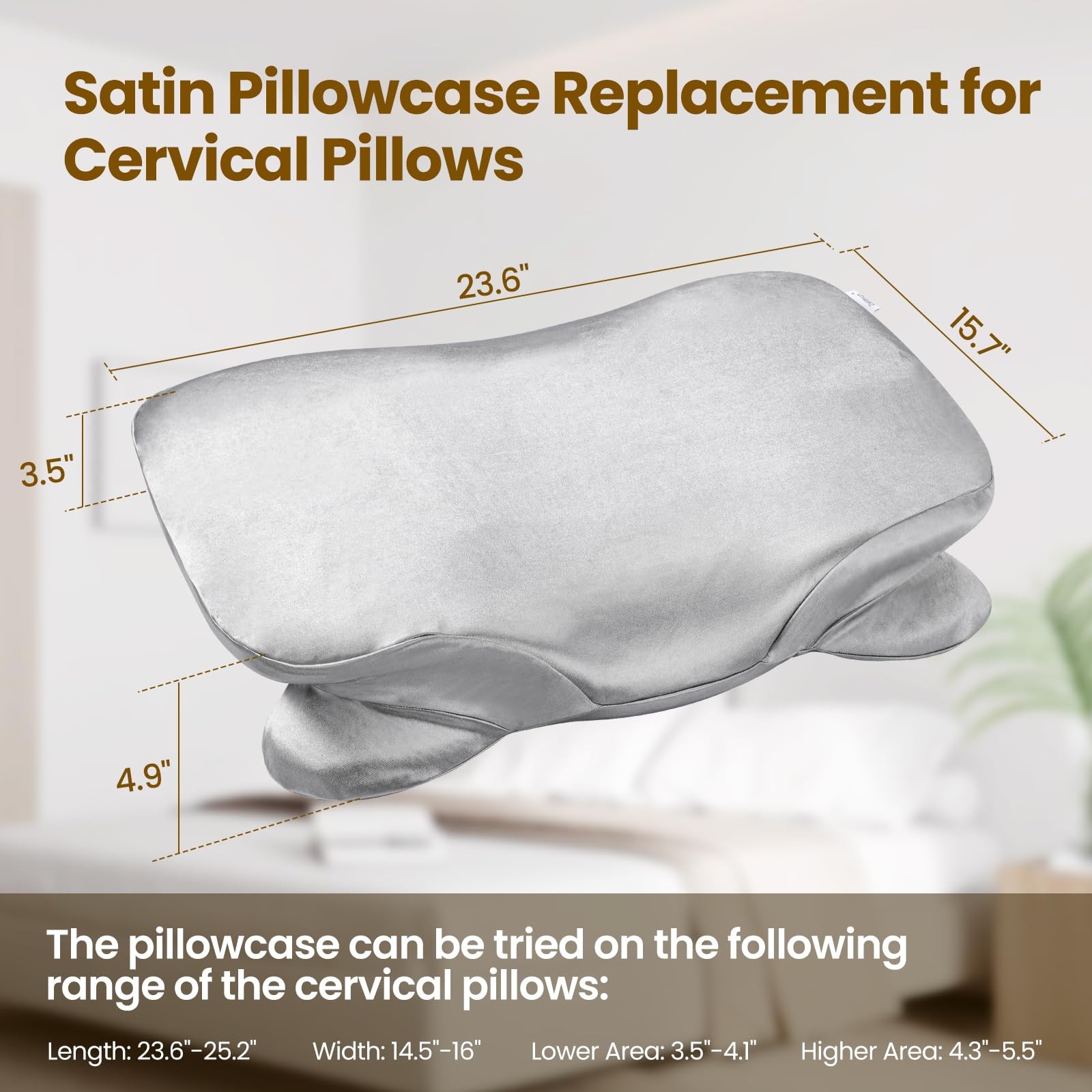 Thickened Satin Pillowcase for Cervical Pillow, Smooth & Soft Pillowcase, Con...