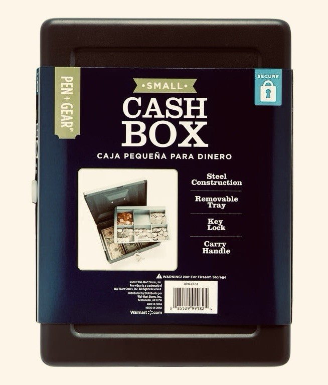 Cash Box Removable Cash Tray Key Lock Home Security Portable Safe Money Storage