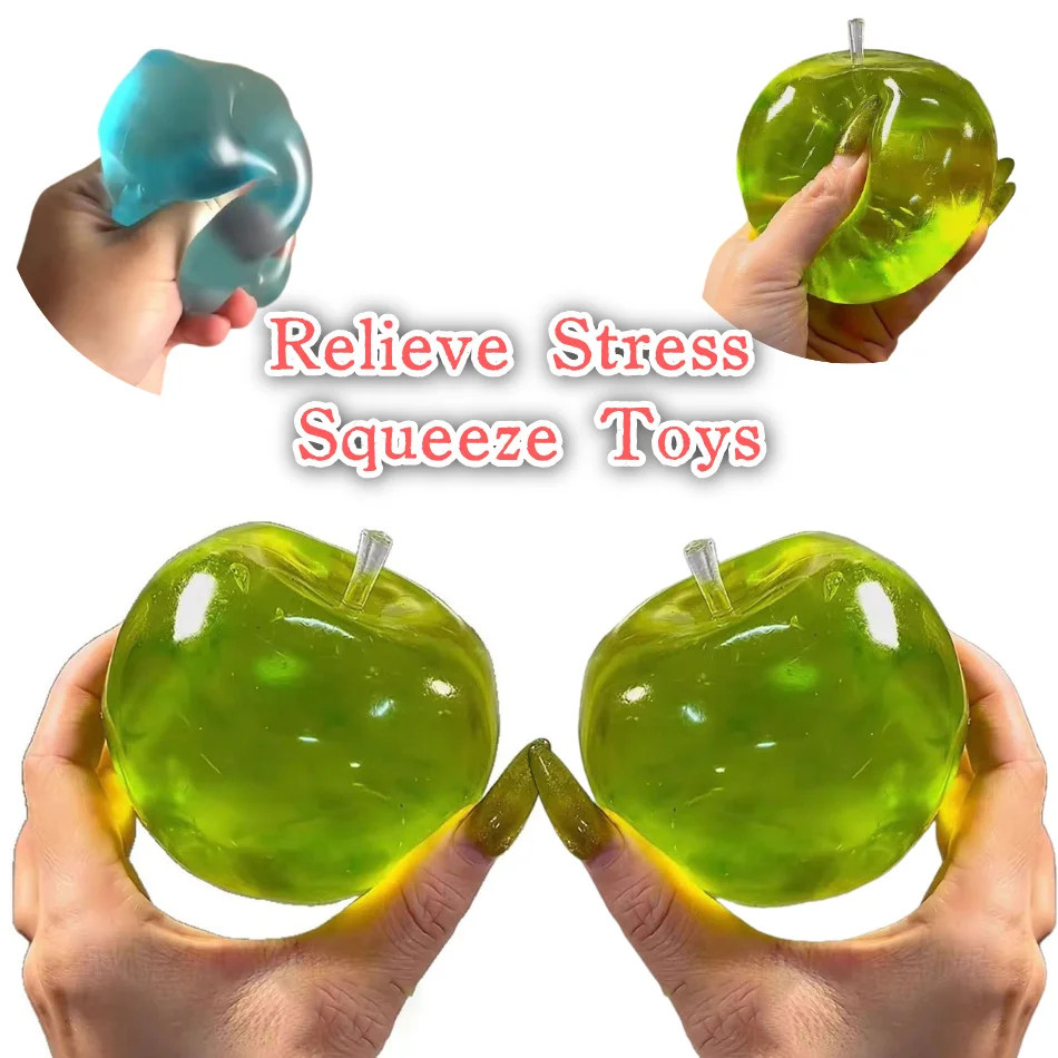 Squishy Green Apple Stress Ball Soft Fidget Sensory Toy for ADHD Autism Slow Reb