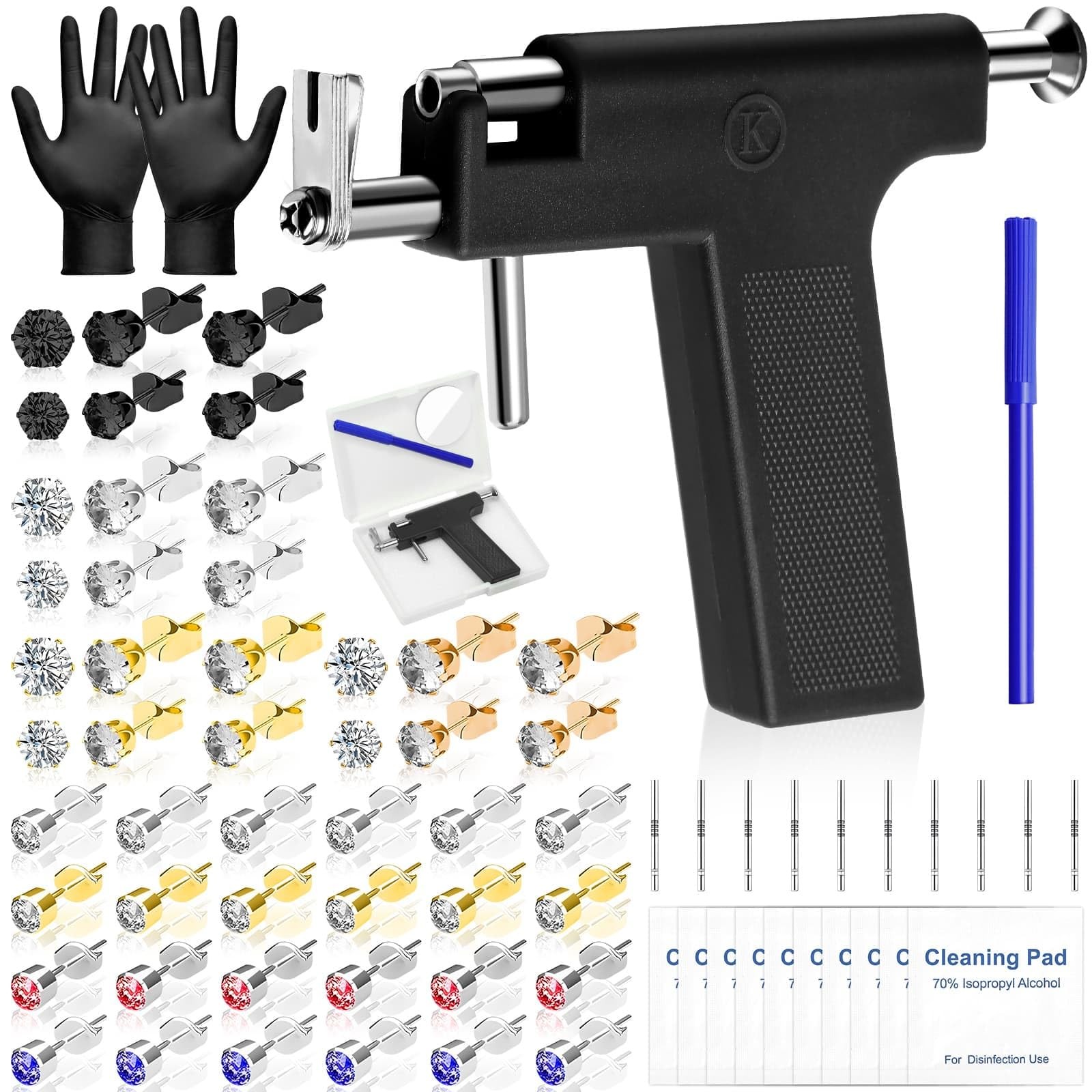 Reusable Ear Piercing Gun Kit, Professional Ear Piercing Machine with Stainle...