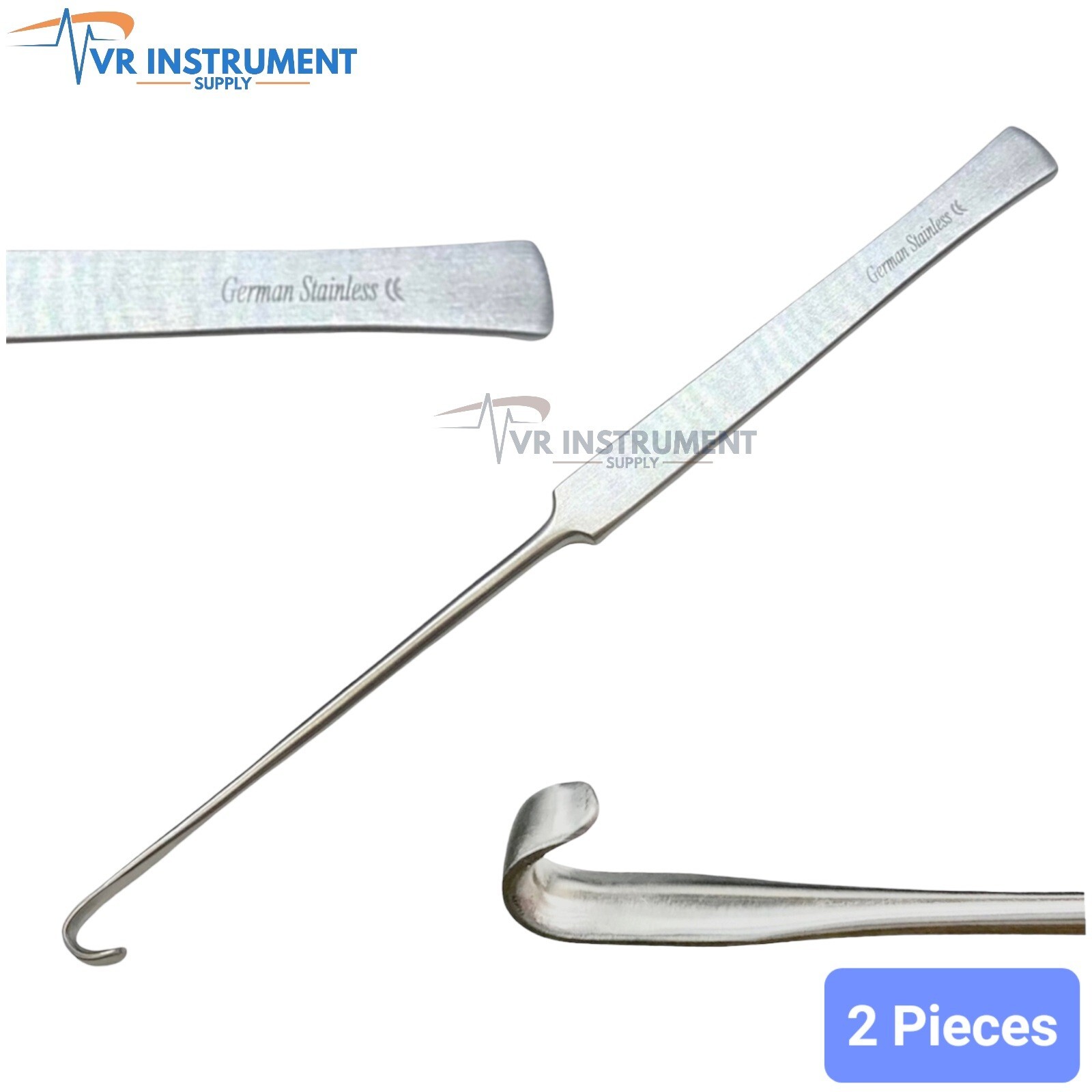 Spay Snook Hook 8" Veterinary Surgical Instruments German Stainless Steel 2 Pcs