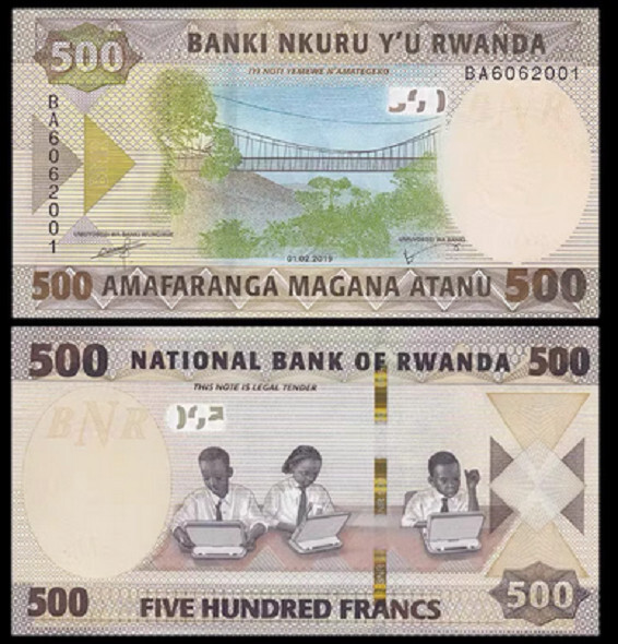 2019 Rwanda 500 FRANCS P 42 UNC NEW Banknote
