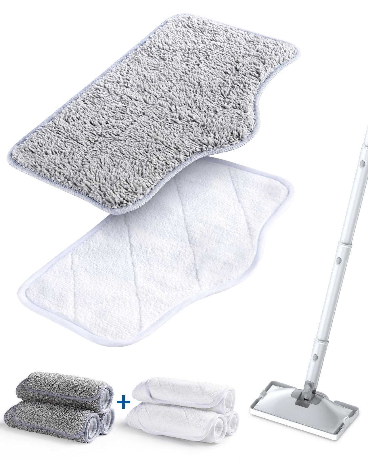 Steam Mop Replacement Pads - 6 Pack Machine Washable Microfiber Cloths, Reusa...
