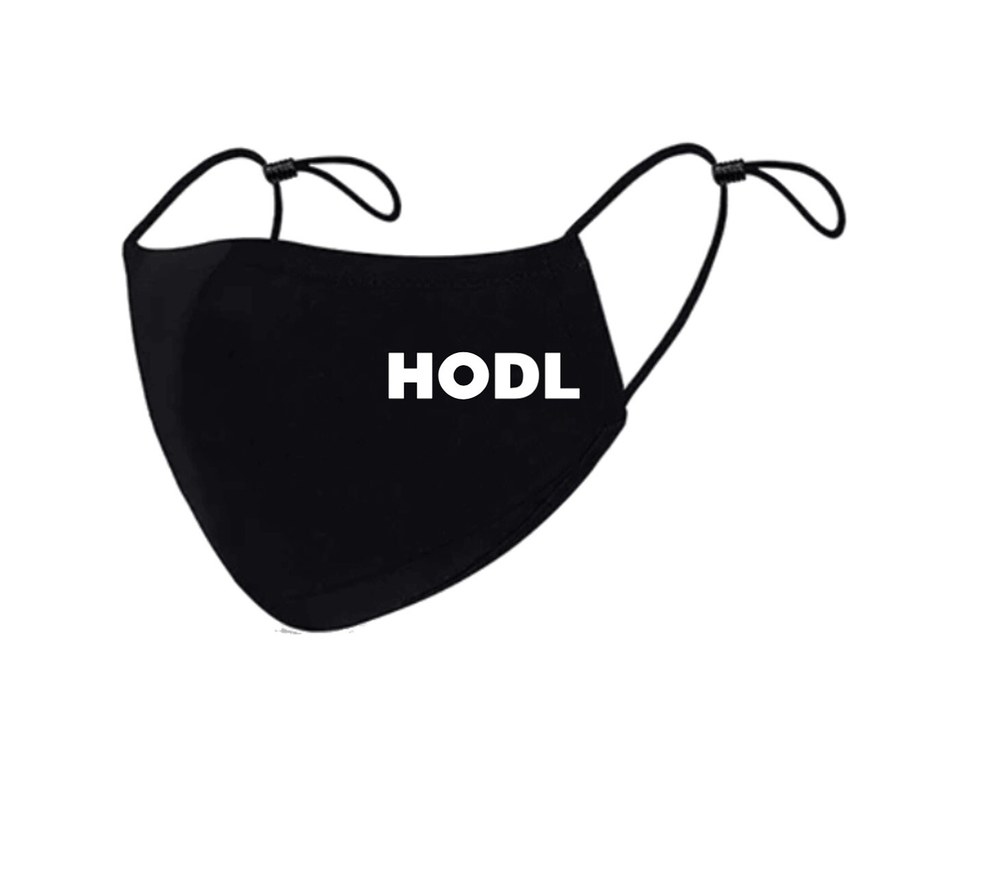 HODL Face Mask Washable Adjustable Elastic Straps Black Cotton Crypto