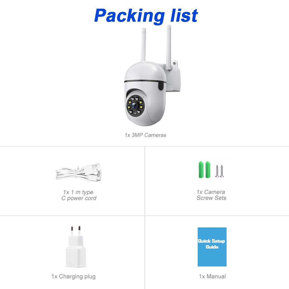 5PCS PTZ Wireless WIFI Security Camera 5MP Home System Color Night Vision