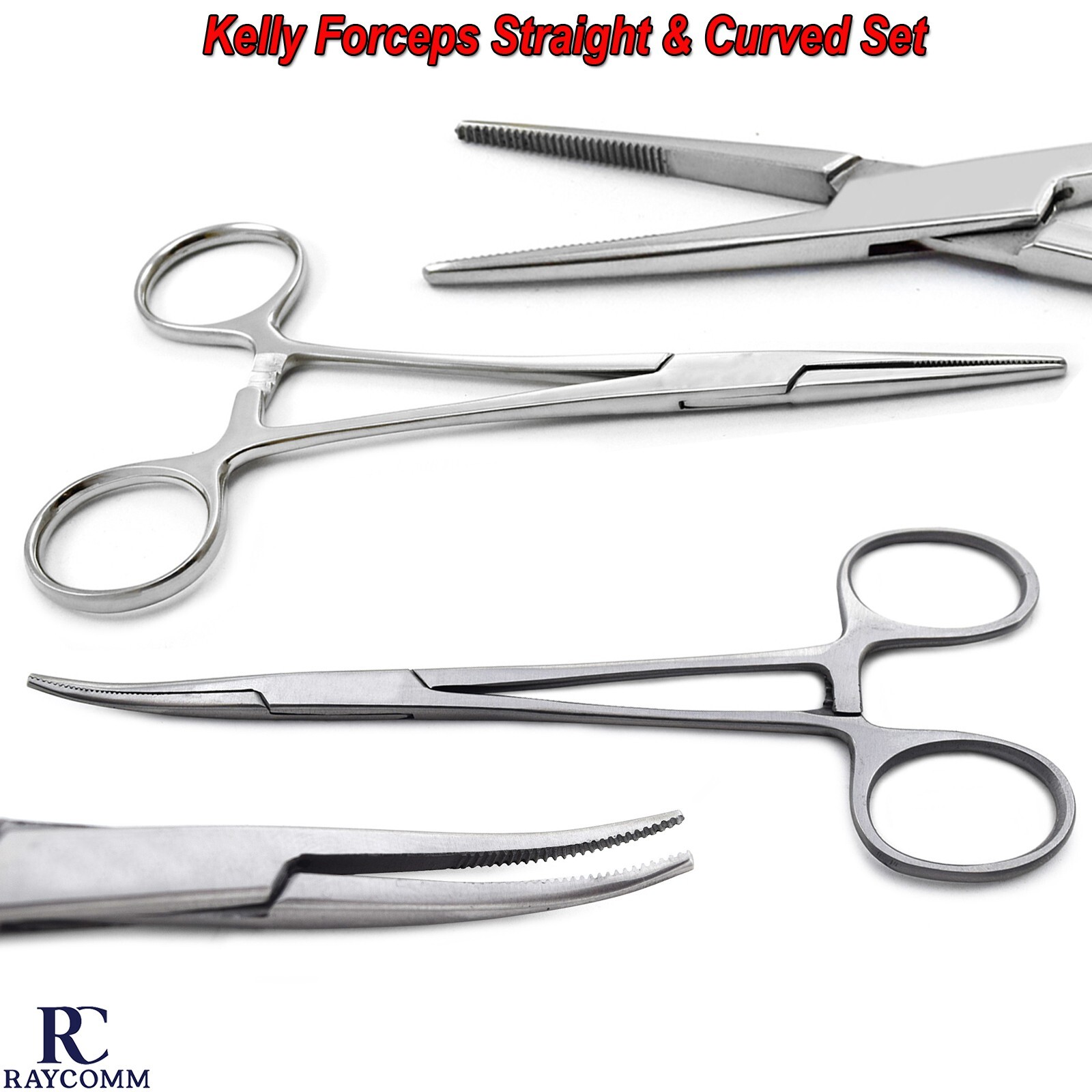 Set OF 2 Surgical Hemostat Kelly Locking Clamps Veterinary Forceps Instruments