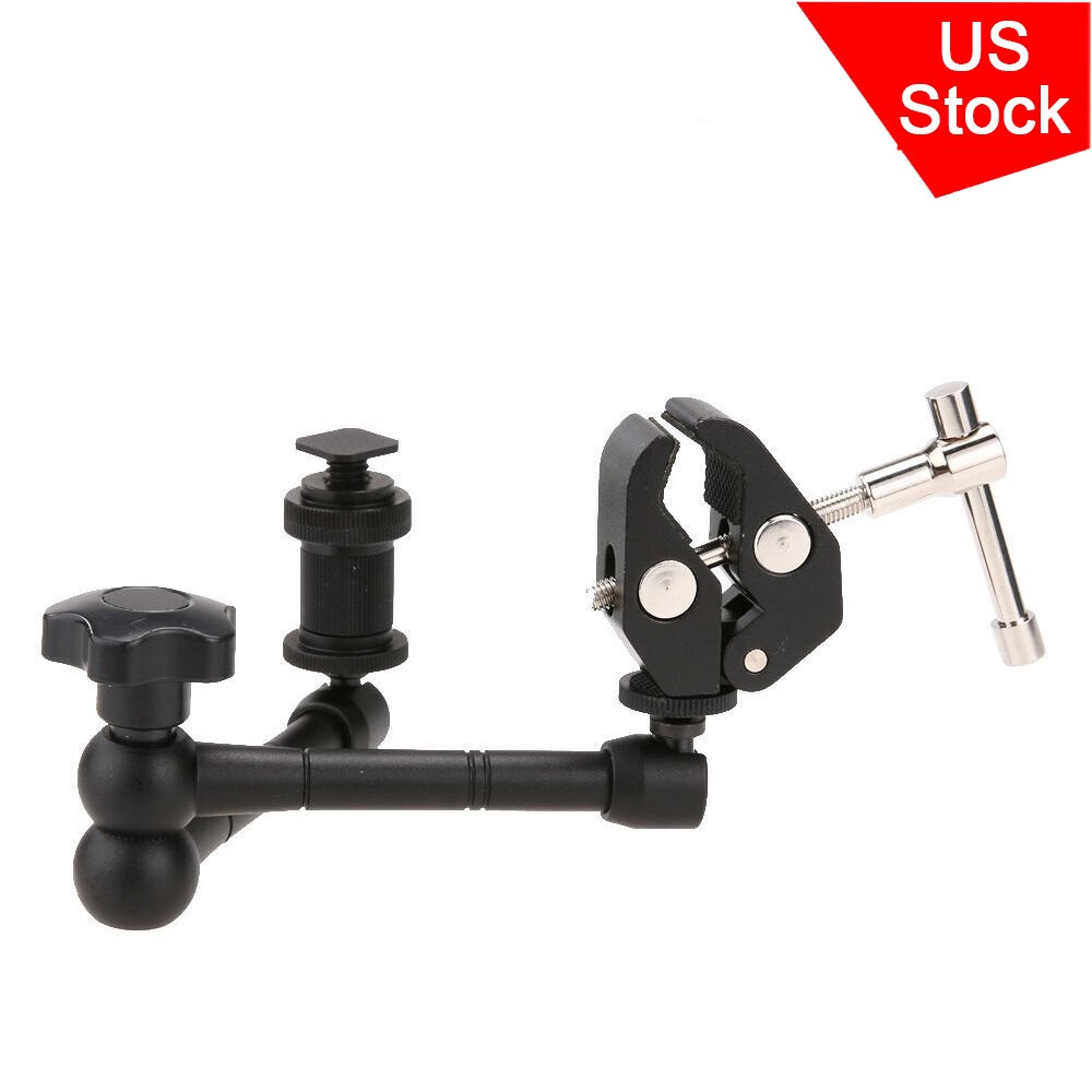 US 11" Inch Magic Arm Super Clamp Crab Plier Clip Articulating for Camera DSLR