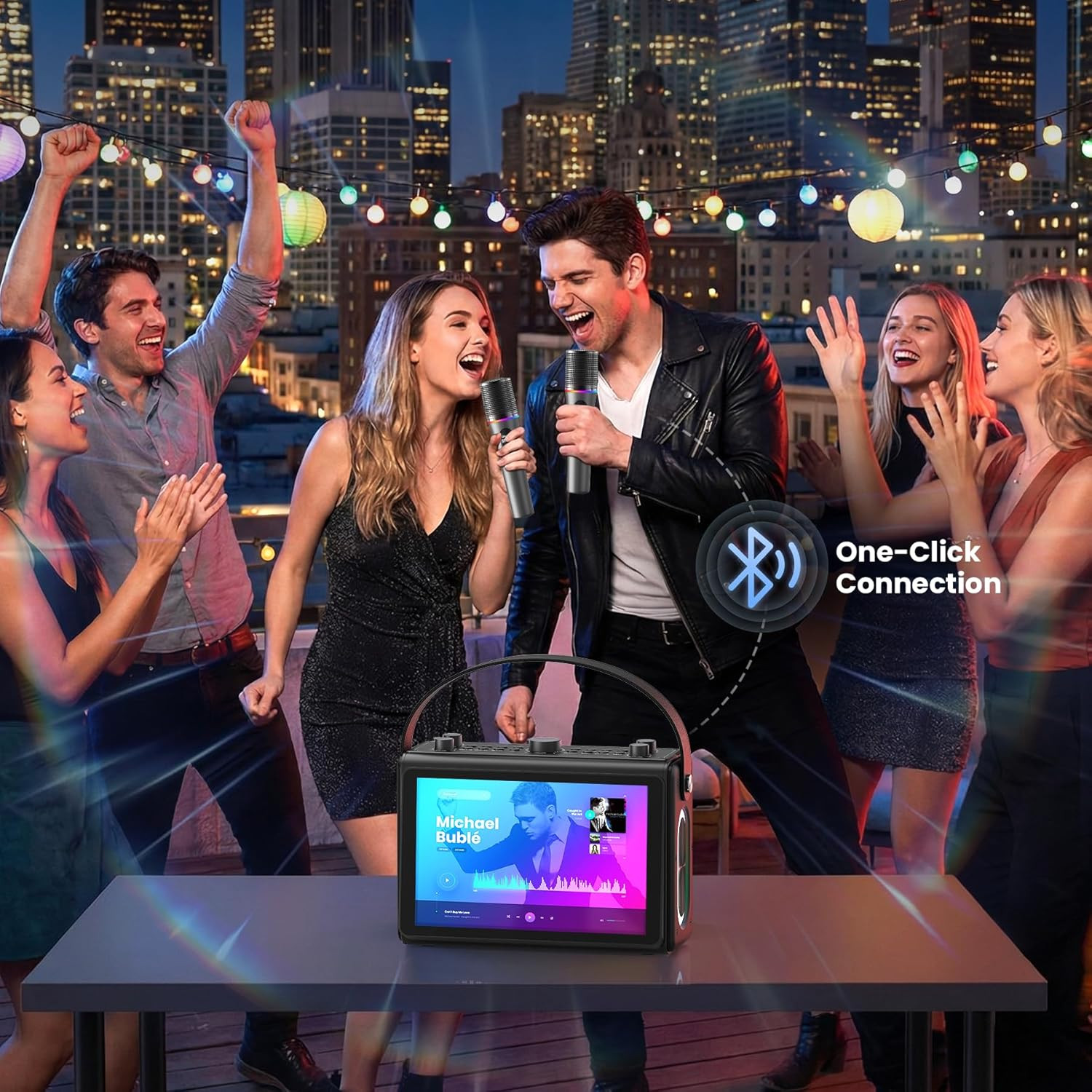 Portable Karaoke Machine with 10.1" HD Screen & 2 Wireless Microphones