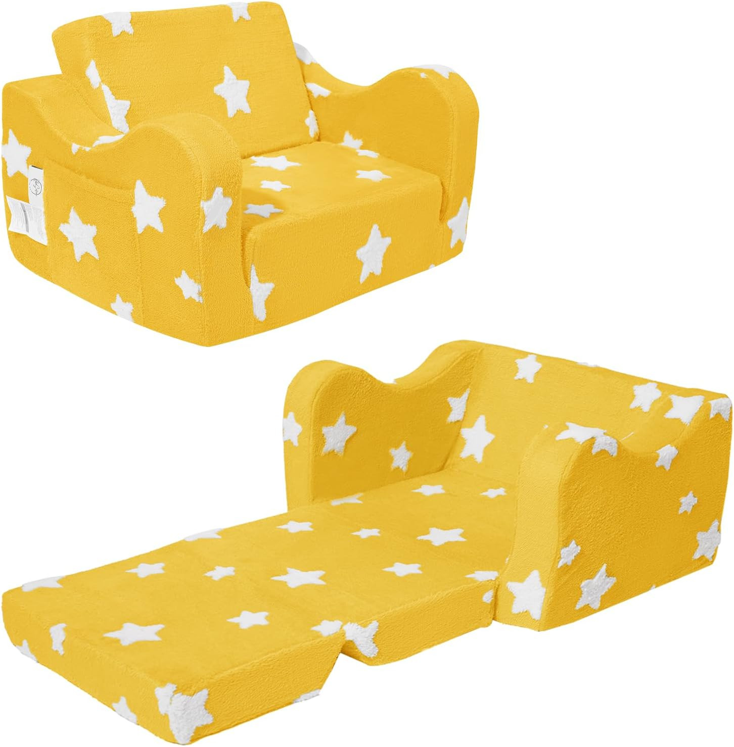 Toddler Couch, Kids Couch for Toddler Fold Out, 2-In-1 Convertible Kid Sofa to L