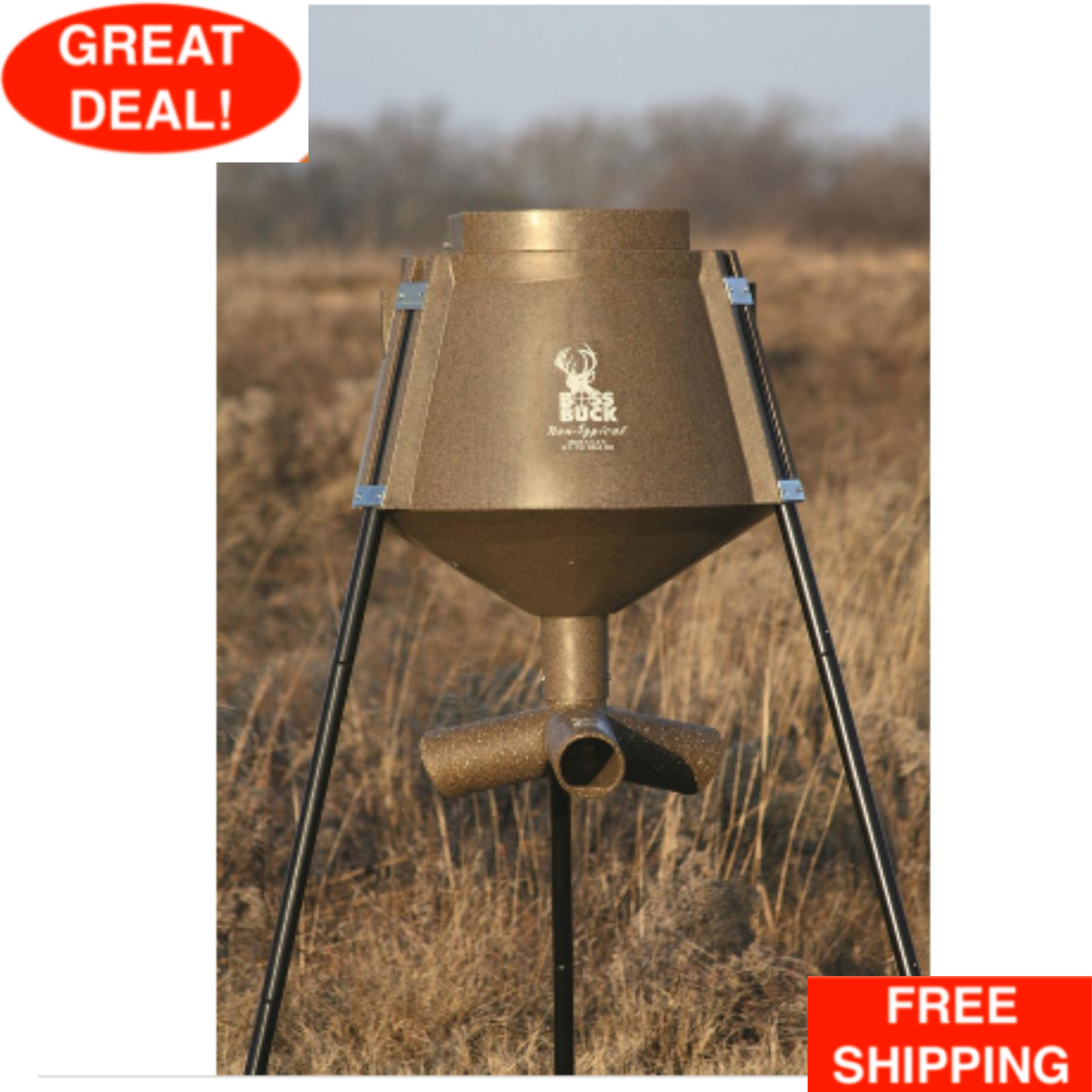 Gravity Feeder 350-Lb Capacity Deer Double Walled Hatch Lid Game Hunting Outdoor