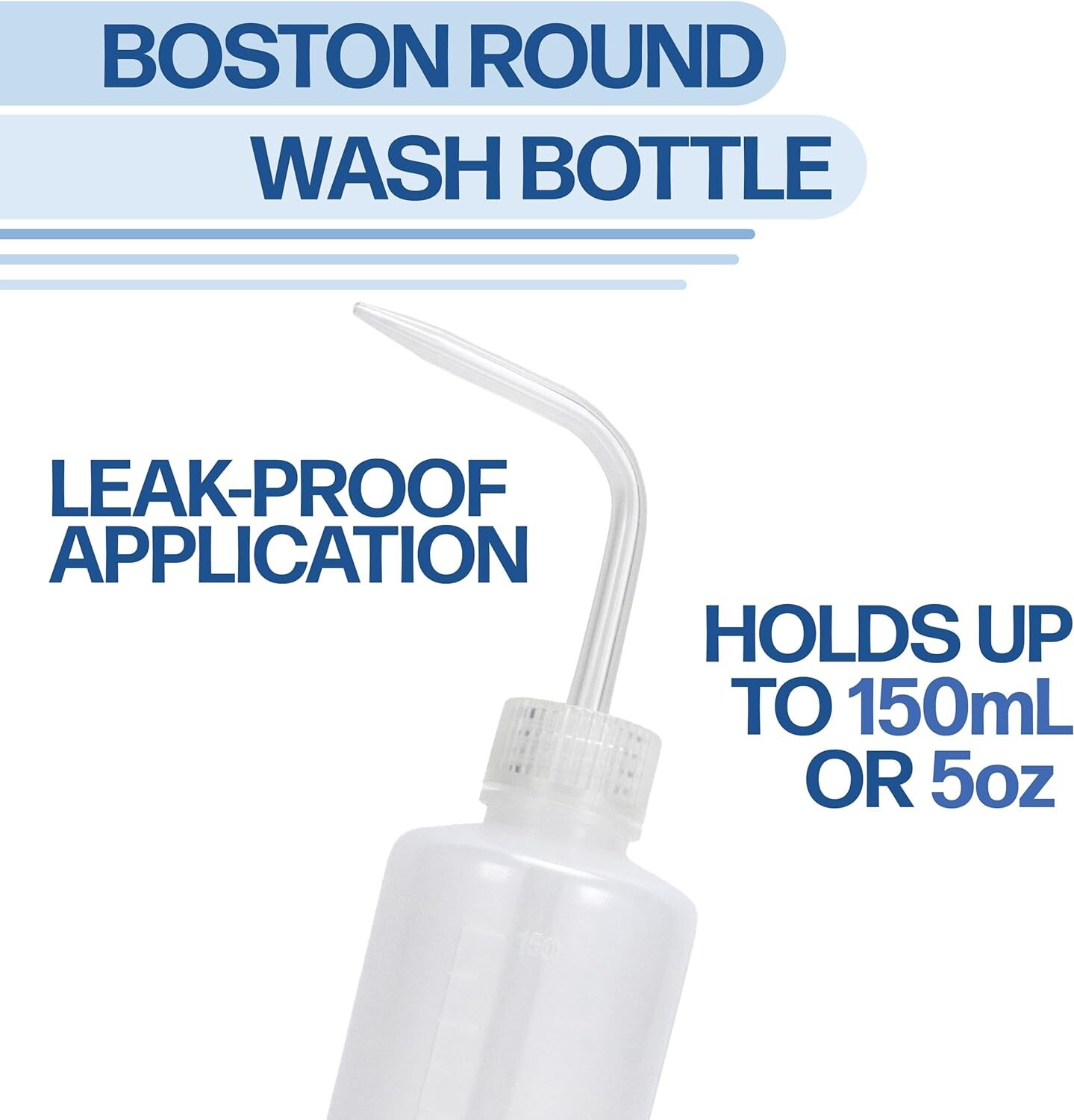 Plastic Boston Round Wash Bottle, 150ml, Each