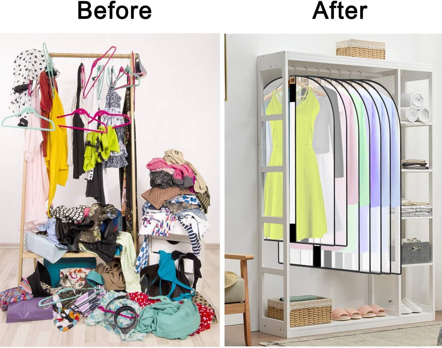 12 Pack Breathable Clothes Covers with Zip, Hanging Garment