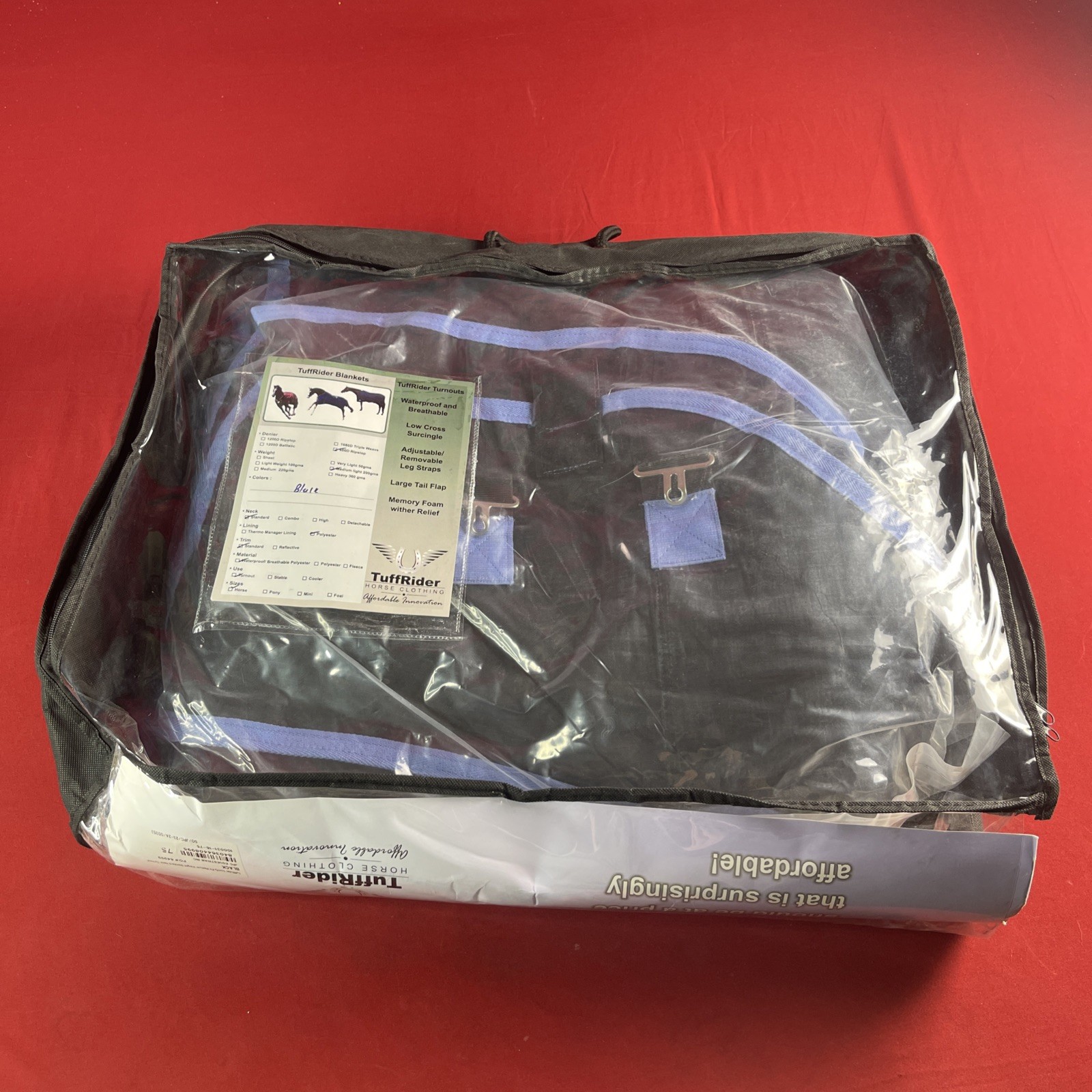 TuffRider Comfy-Fit Medium Weight Standard Neck Turnout Black 600D Size 75 - New