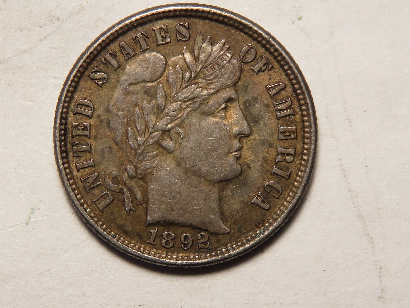 1892-P Barber Dime, AU/Unc.