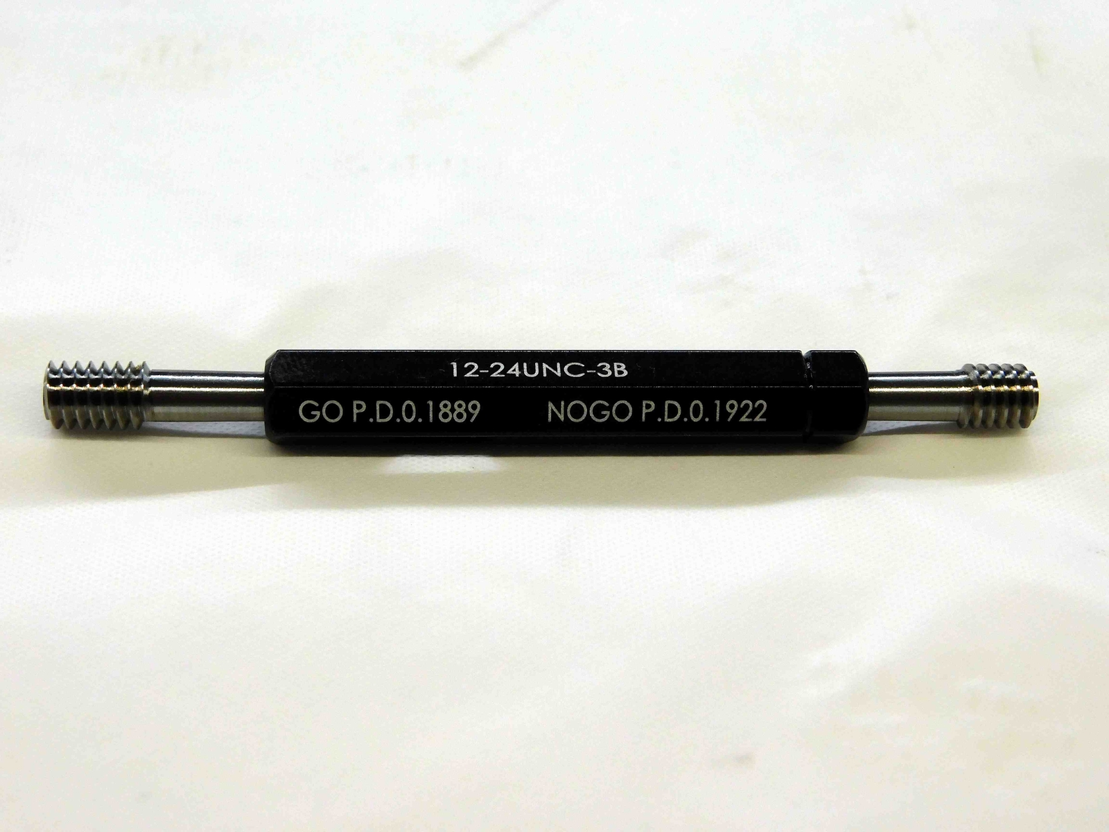 NEW 12 24 UNC 3B THREAD PLUG GAGE #12 .216 GO NO GO P.D.'S = .1889 & .1922 12-24