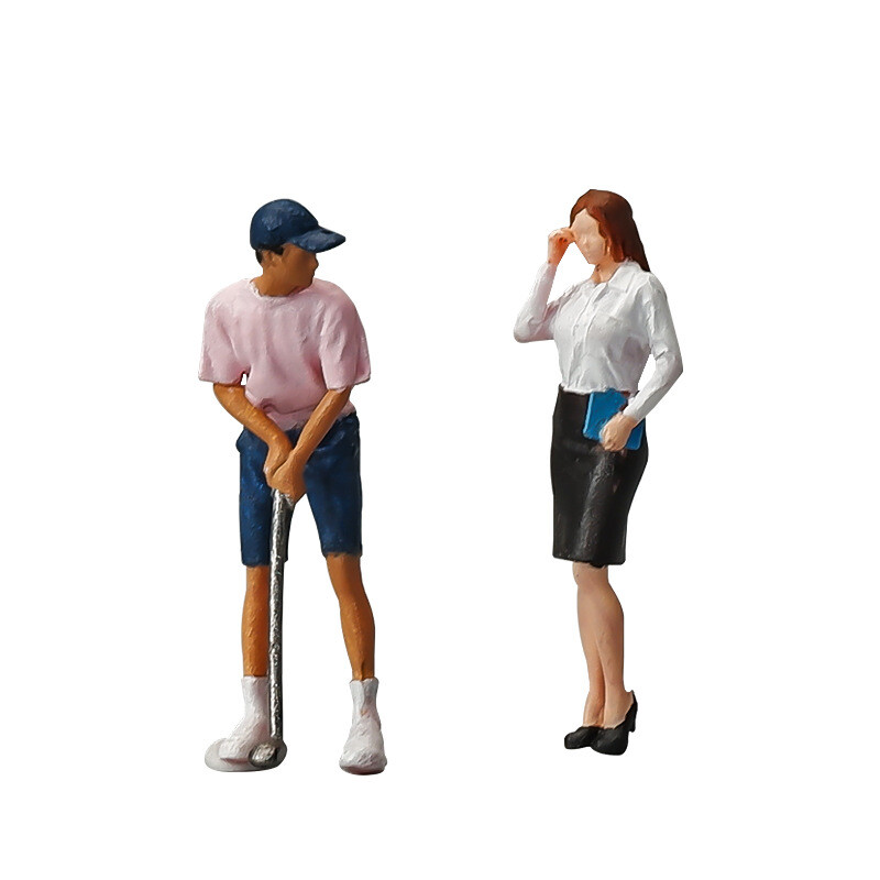 ZD 1:64 Painted Figure  Model ature Resin Diorama Golf Man Secretary Lady
