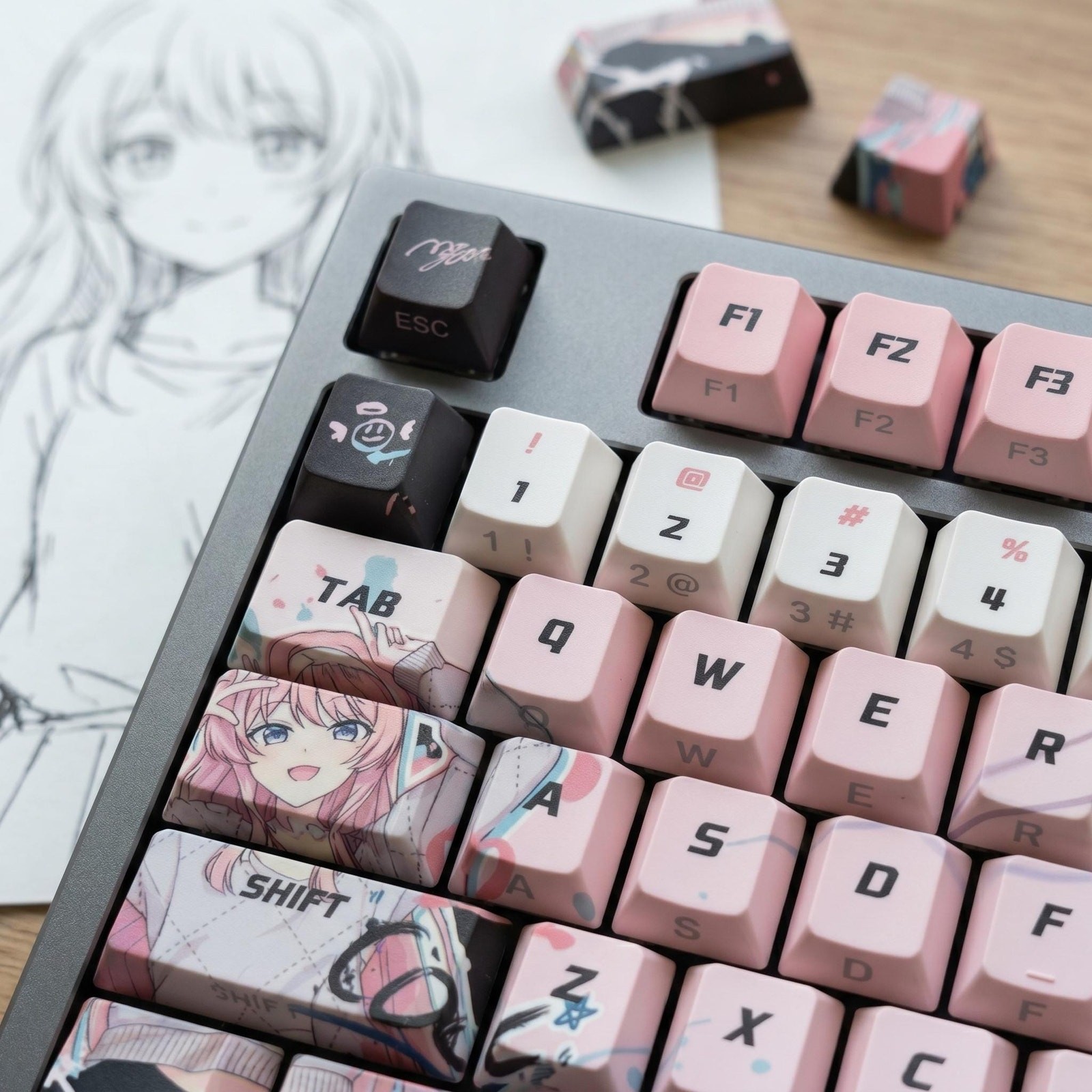Chihaya Anon: Backlit Anime PBT Keycap Set, Mechanical Keyboard Gamer Gift