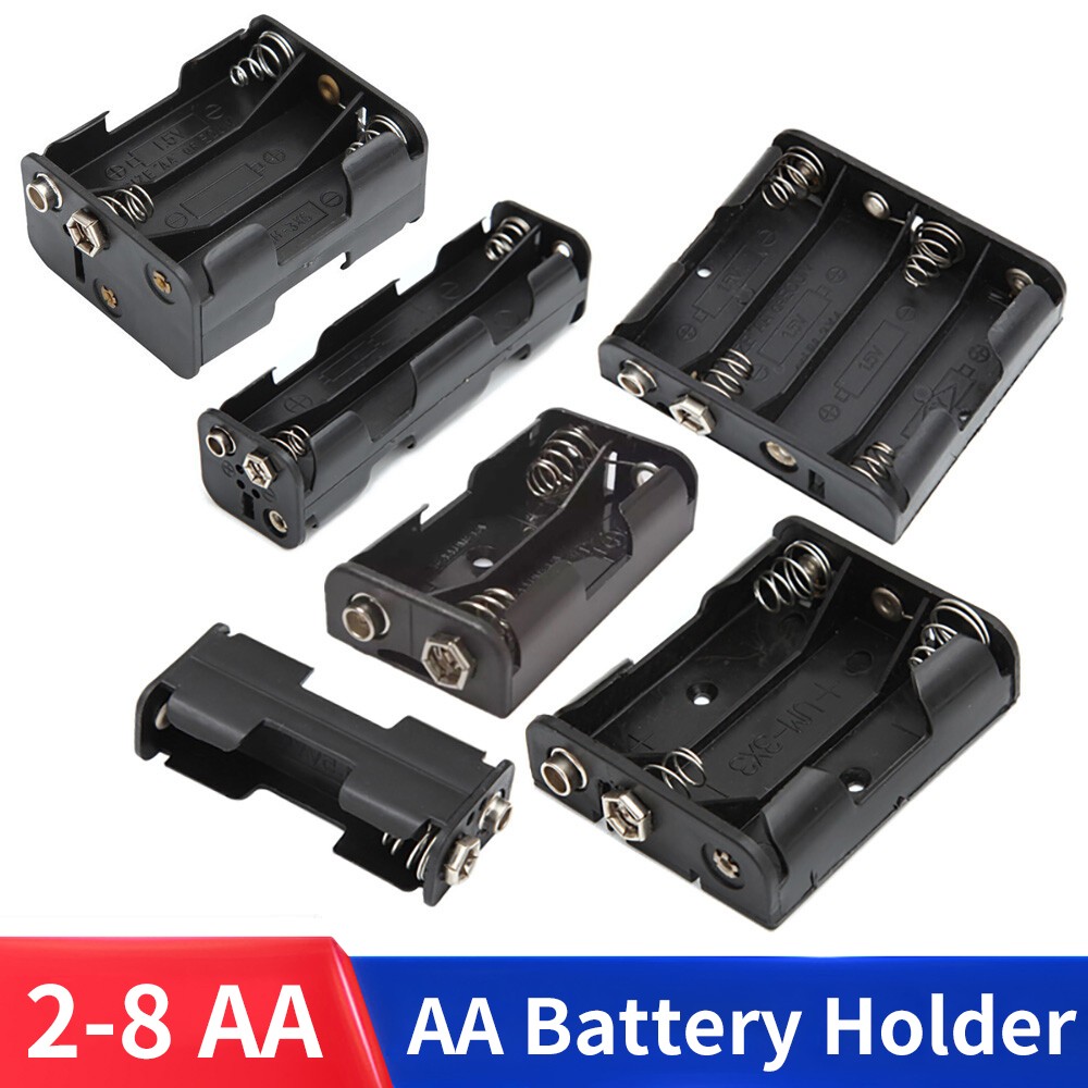 Battery Holder 2-8 x AA Cell Case Box Press Studs Clip Connection Open DC lot