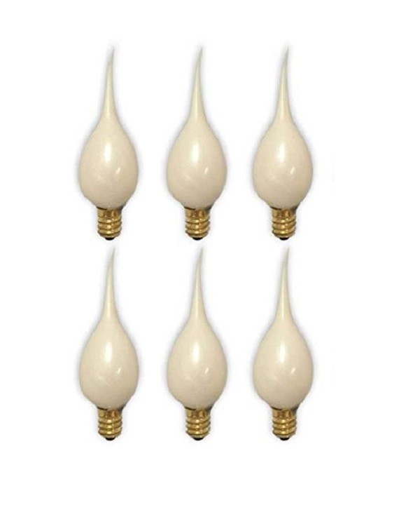 6 LED Silicone Dipped, Pearlized, Electric Candle Lamp Bulbs 0.7 Watt E12 Base