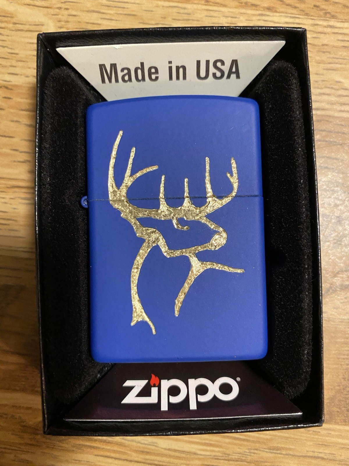1-deer Logo On A Royal Blue Zippo Lighter