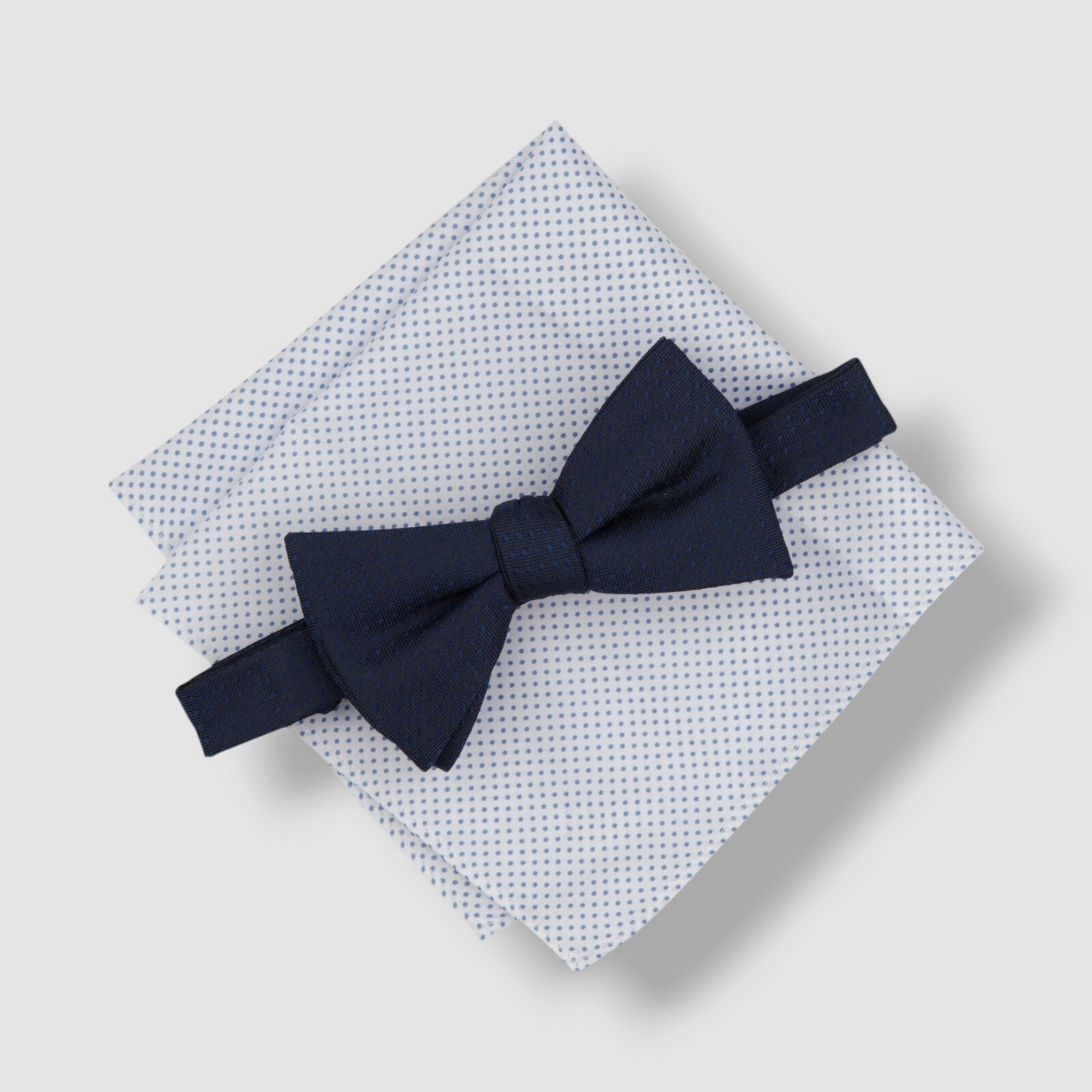 Alfani Men's Blue Allendale Solid Bow Tie & Mini-Dot Pocket Square Set