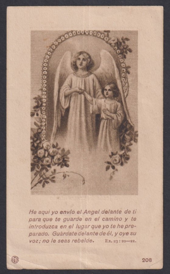 Holy card antique del Angel Custodio santino image pieuse estampa