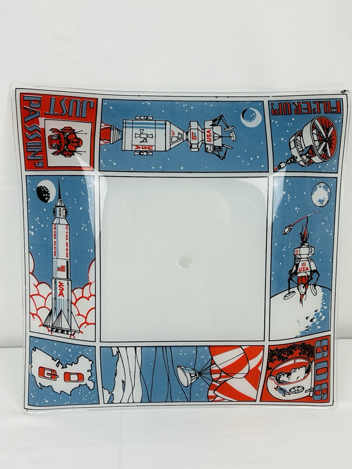Vintage NASA Ceiling Light Shade Flight Rocket Space Ship Moon