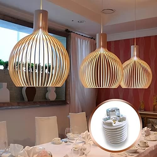 E26 Ceramic Threaded Light Socket with White Aluminum Shade Ring, UL Listed M...