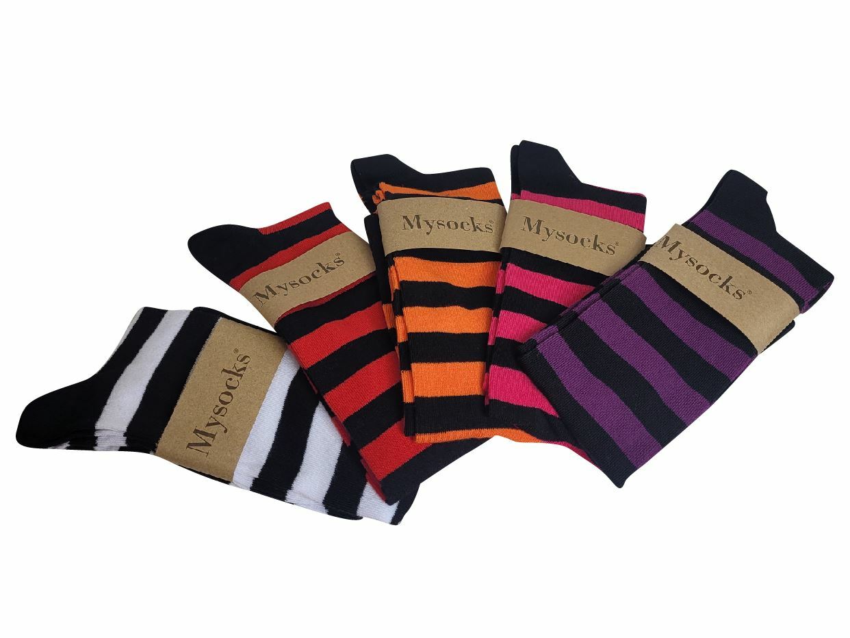 Mysocks 5 Pair Unisex Knee High Stripe Multi Colour Socks