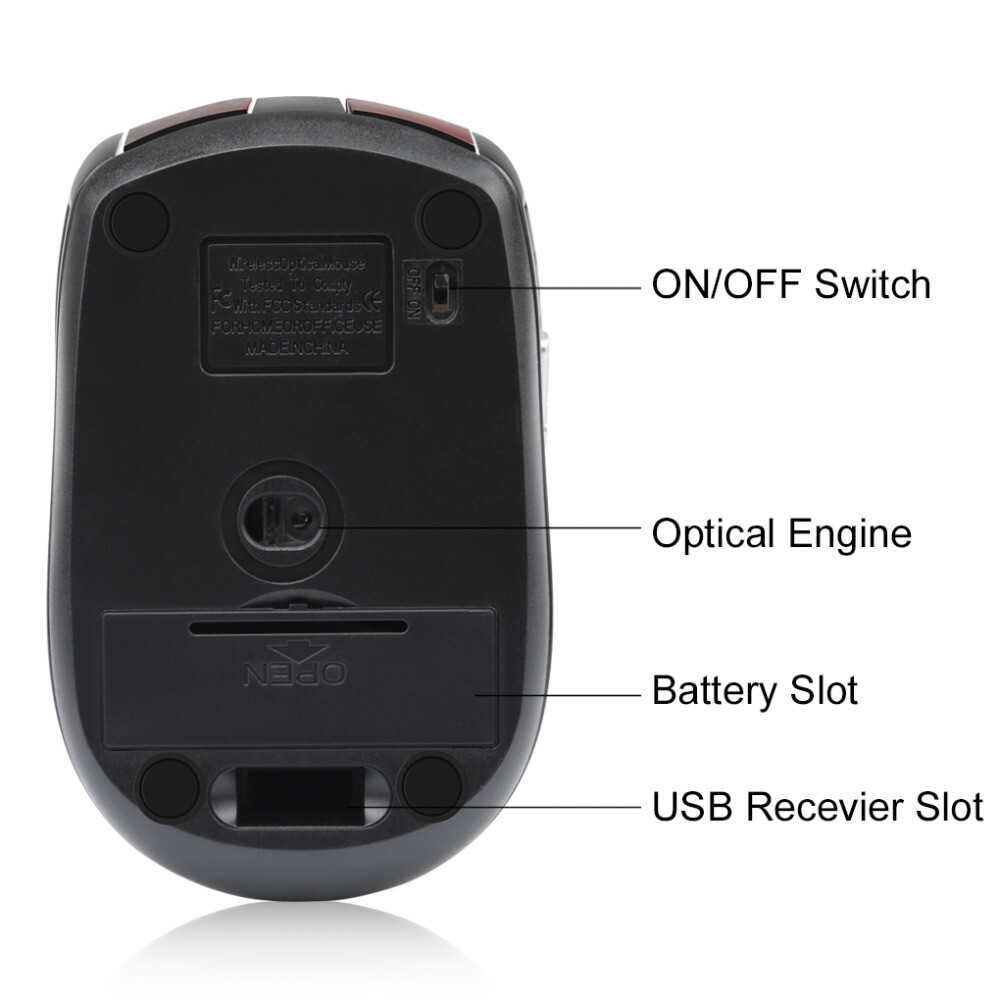 BLACK WIRELESS CORDLESS 2.4GHz MOUSE USB DONGLE OPTICAL SCROLL FOR PC LAPTOP US