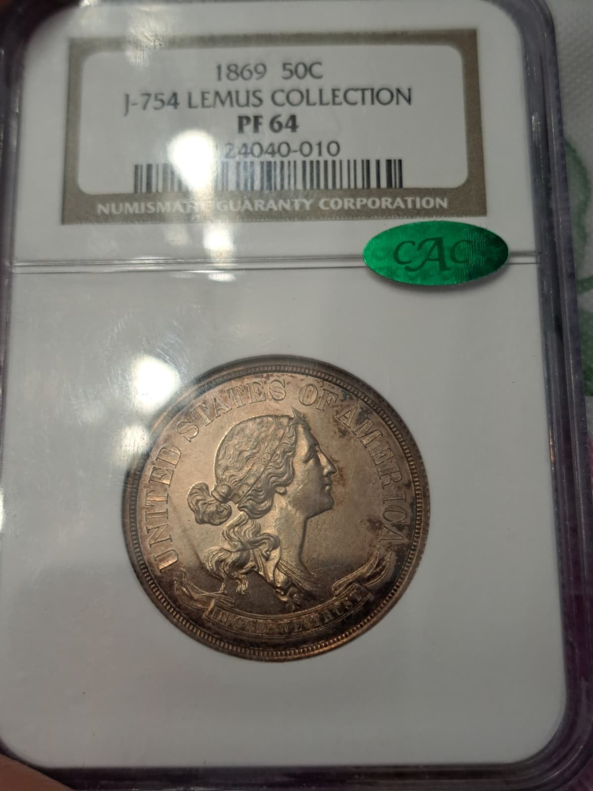 1869  PATTERN J-754 NGC PF64 CAC