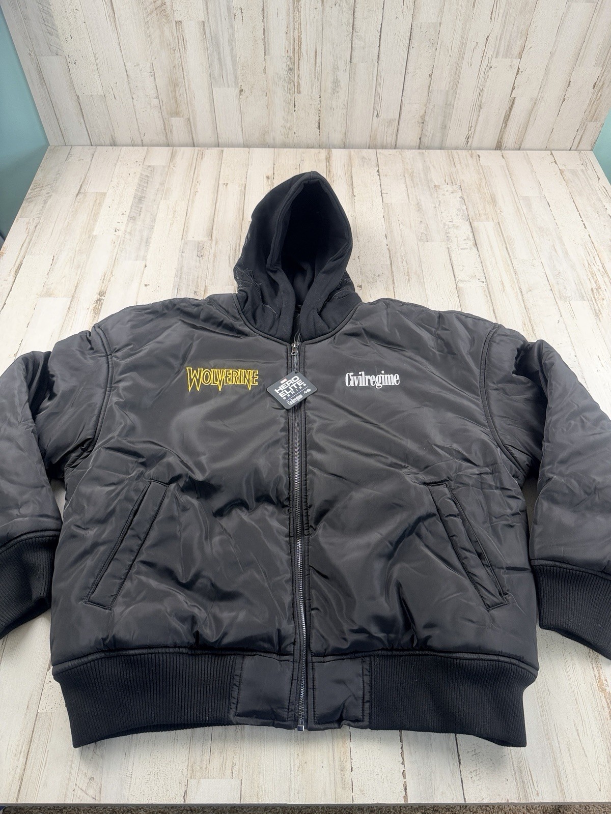 Civil Regime Hero Elite Series Bomber Jacket Black Men Sz Med Logans Revenge NWT