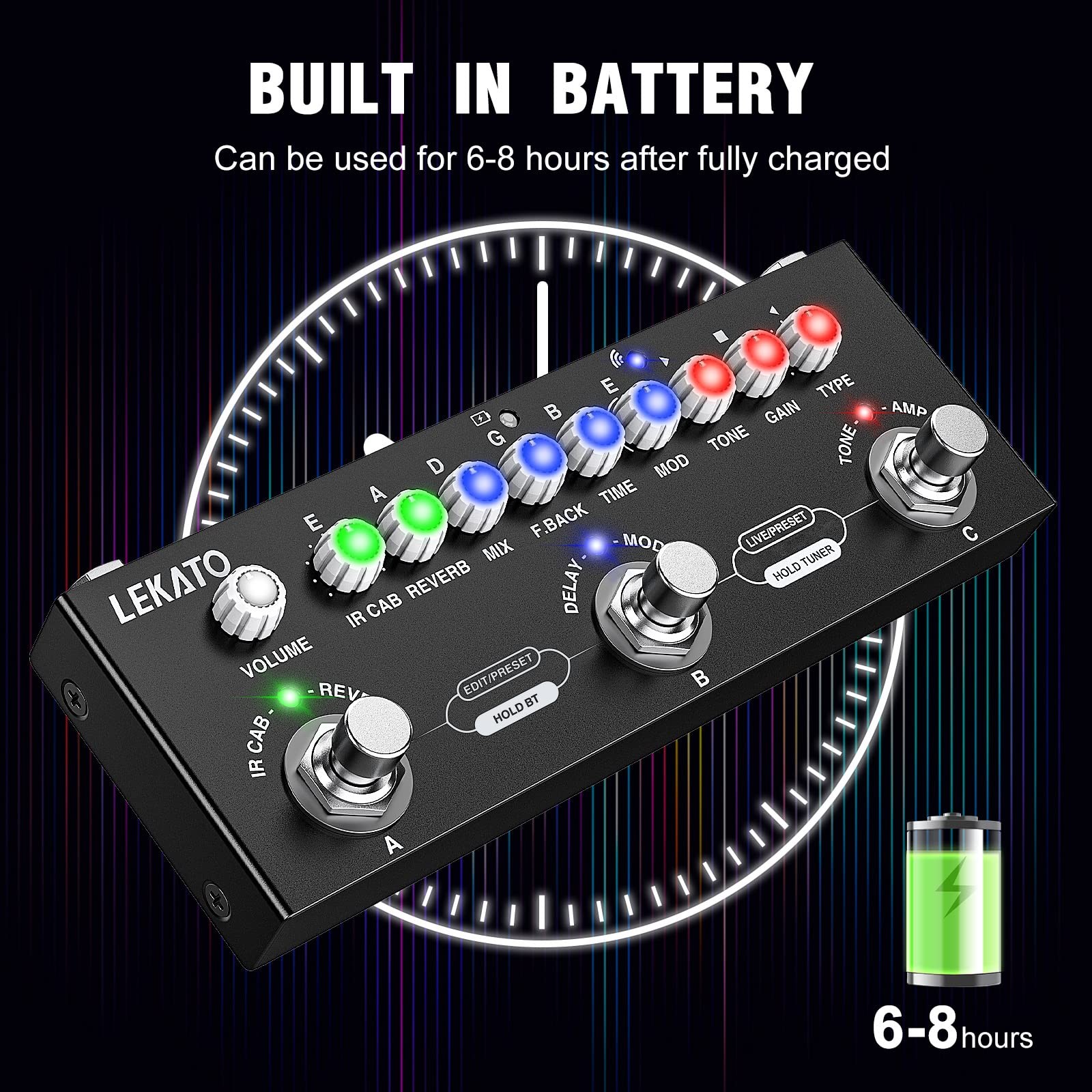 Multi Effects Guitar Pedal, with IR Loading 9 AMP Models, Delay Reverb Distortio