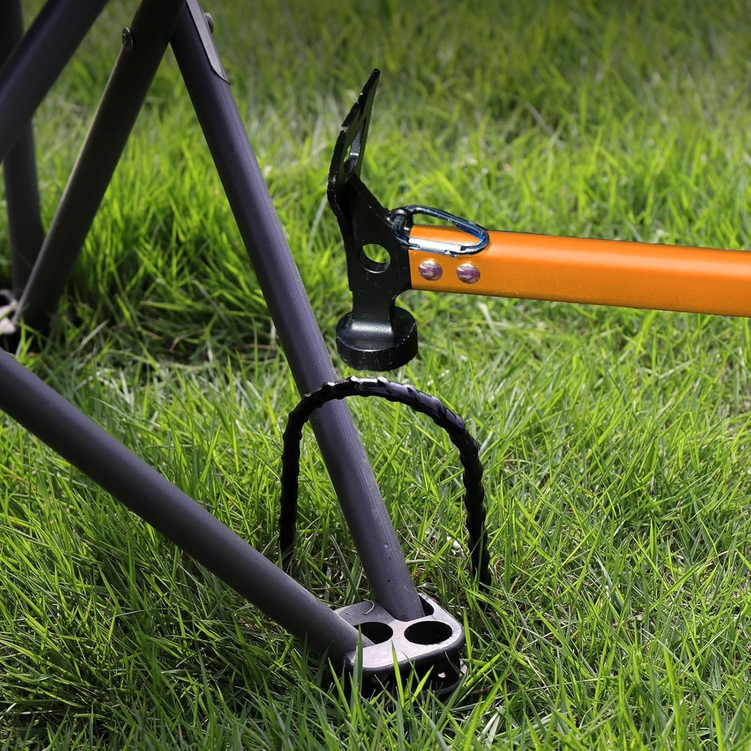 Bright Orange 12" Camping Hammer - Lightweight, 3-in-1 Functionality for Hikers