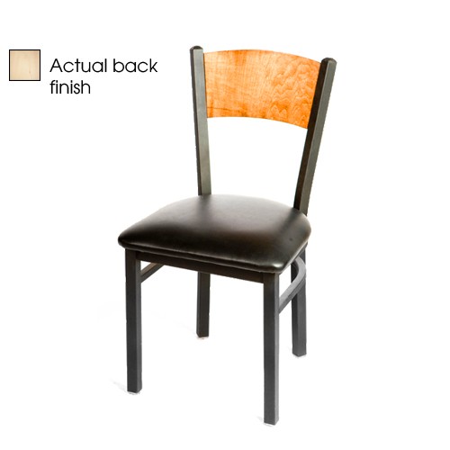 Oak Street Mfg Plain Natural Wood Back Chair w/Black Vinyl Seat