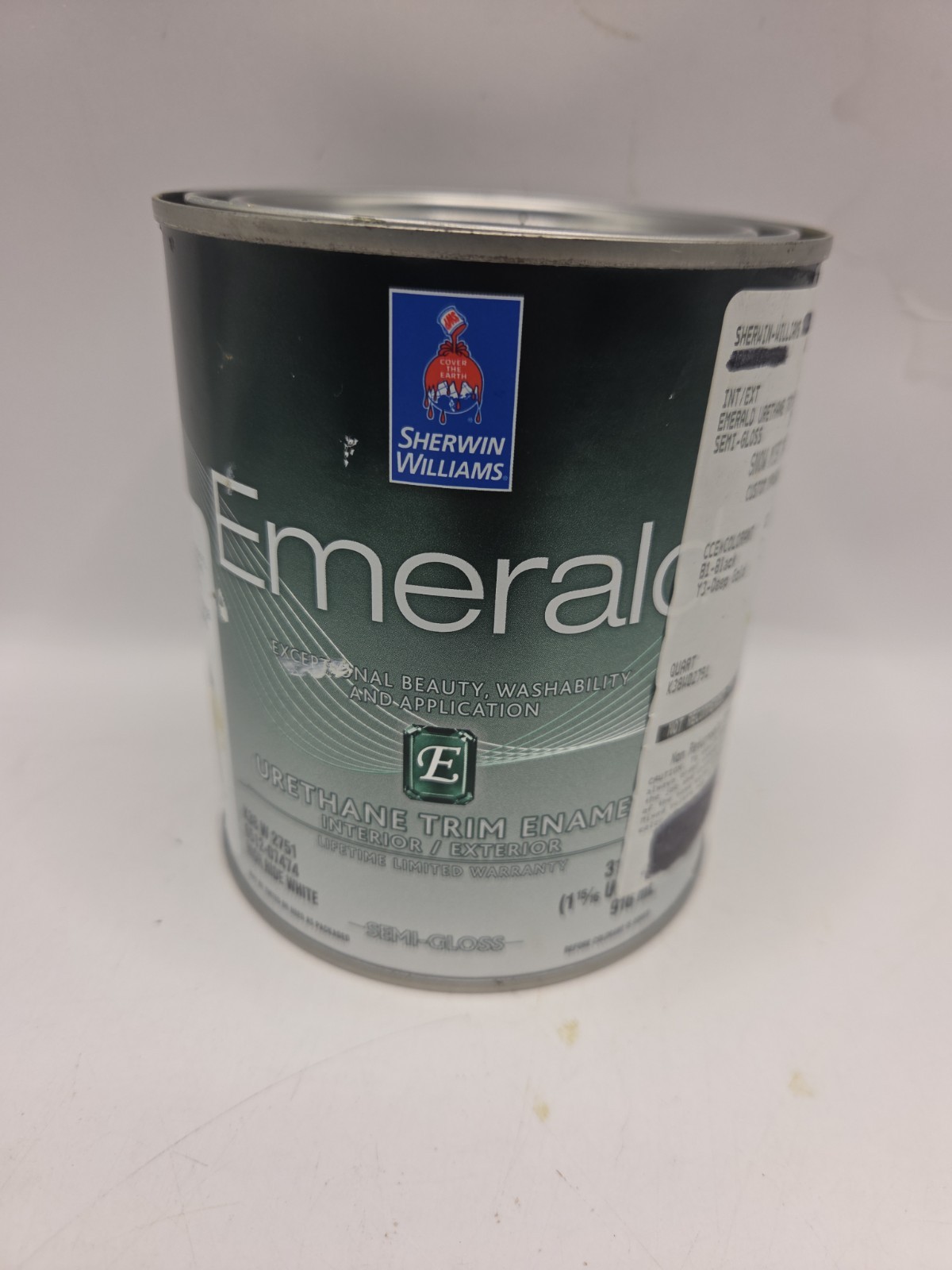 1 Qt Sherwin Williams Emerald Semi-Gloss Color Snow Mist Interior/Exterior