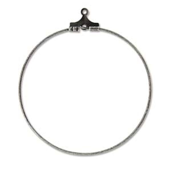12 Antiqued Silver Plated Brass 40mm Round Earring Beading Hoops
